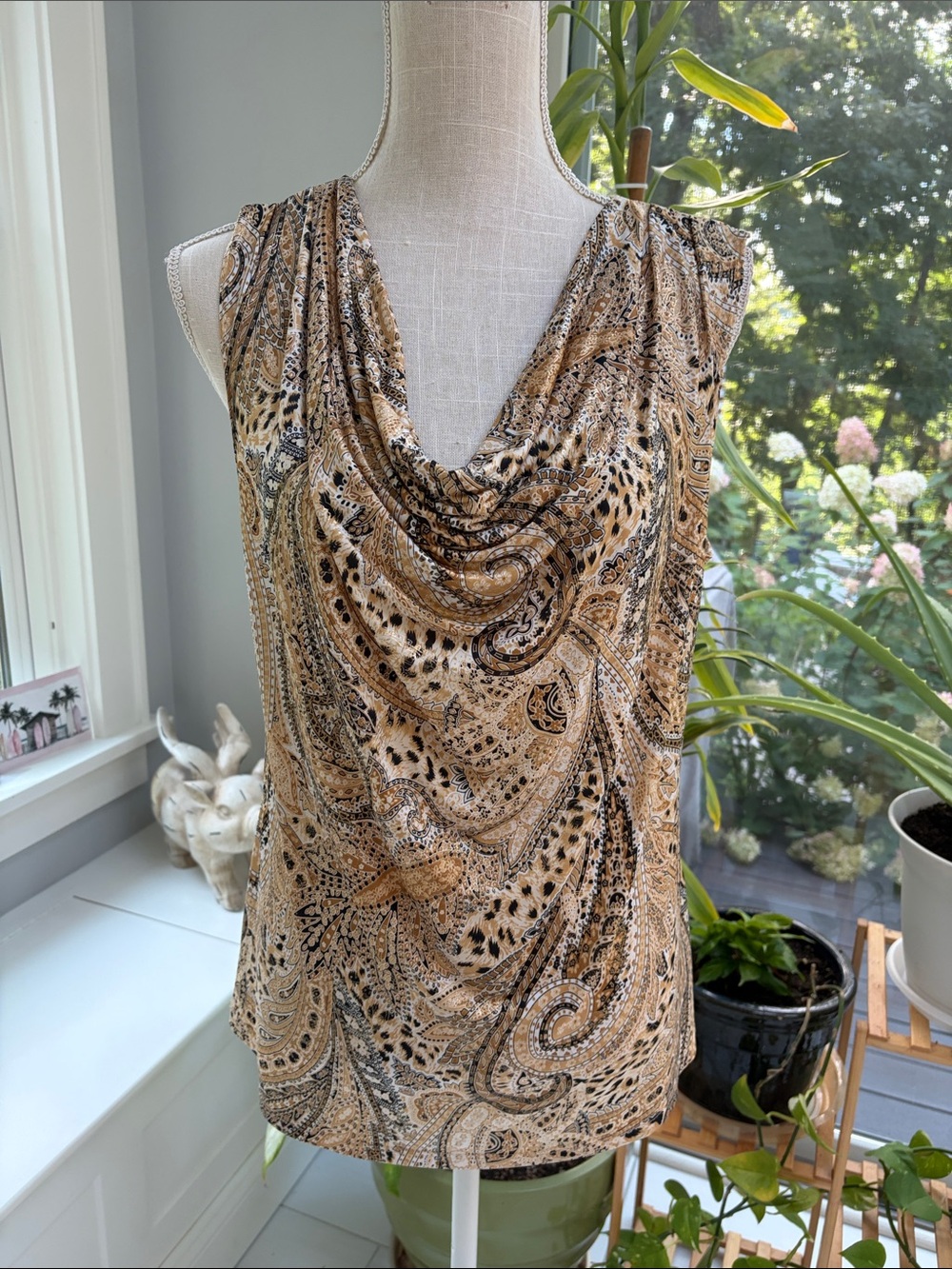 Dress Barn Paisley Cowl Neck Sleeveless Top